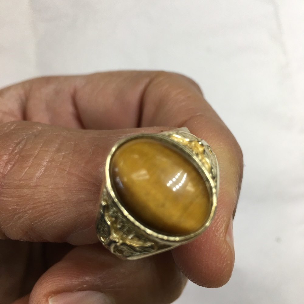 14K Gold tiger eye ring - Picture 3 of 5